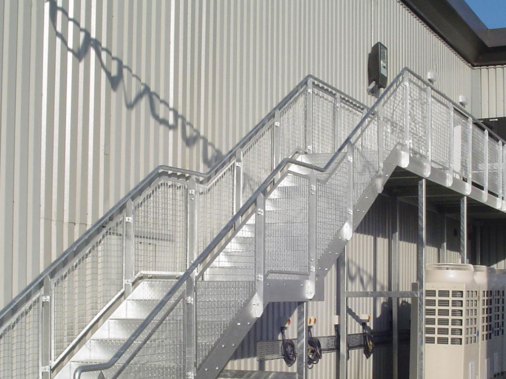 steel and mesh industrial staircase