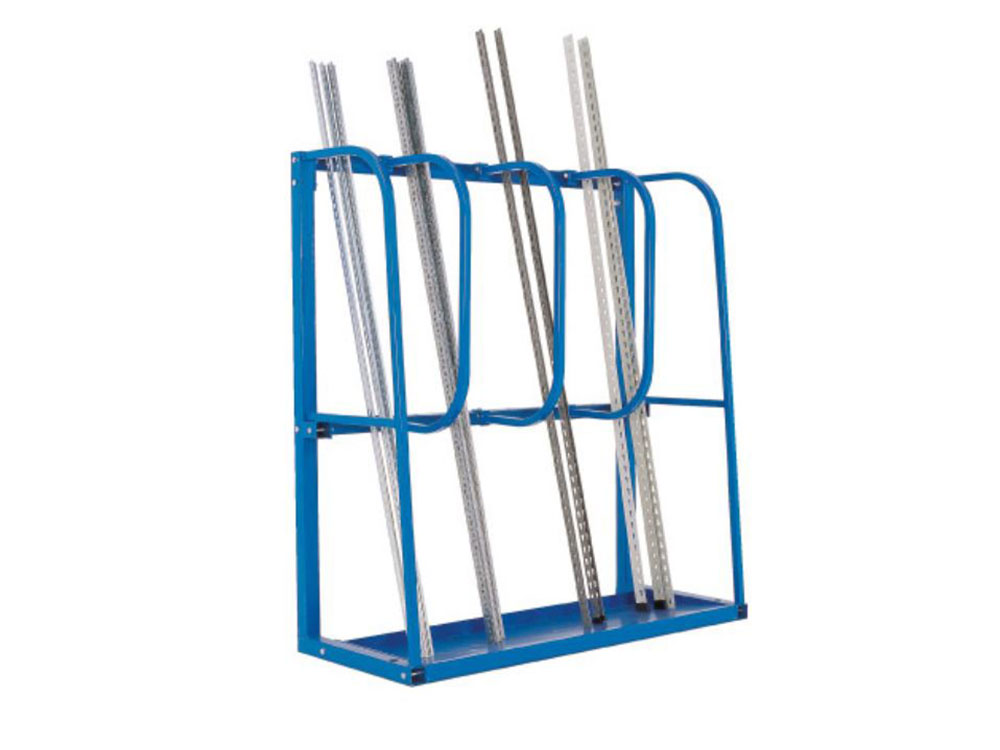 blue freestanding vertical rack system