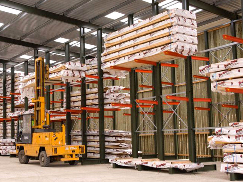 warehouse cantilever racking with truck